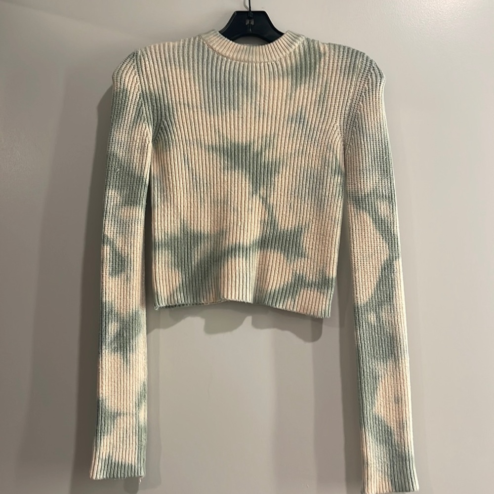 Princess Polly Cream and Green Tie-Dye Sweater